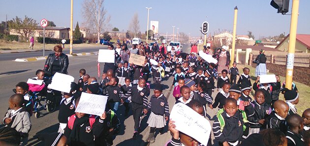 Taking tough stand . . . Stepping Stone pre-school children commemorate National Child Protection Week